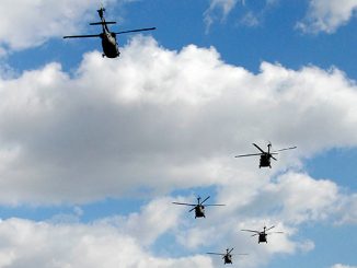 Black choppers rattle Dallas skyline in urban training drills