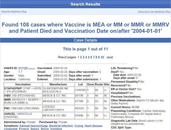 VAERS-Measles-Vaccine-Deaths