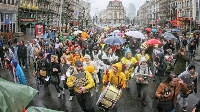 Tens Of Thousands Protest Against Austerity In Brussels