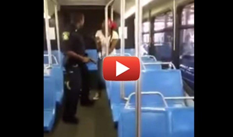 A unarmed woman on a public transit bus was beaten by a cop who then turned on nearby witnesses and threatened them with his gun