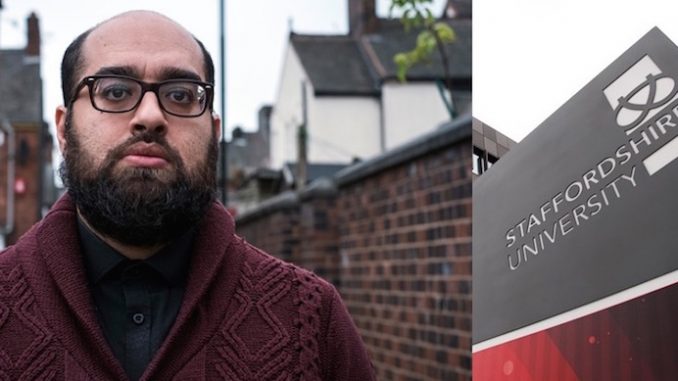 A student from Staffordshire University in England has been questioned by anti-terror police after being caught reading a terrorism related book in the student library