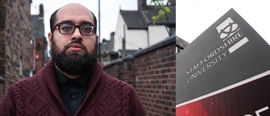 A student from Staffordshire University in England has been questioned by anti-terror police after being caught reading a terrorism related book in the student library
