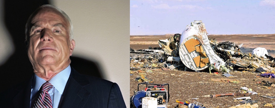 Senator John McCain plotted an air-crash the day before the Russia airplane disaster