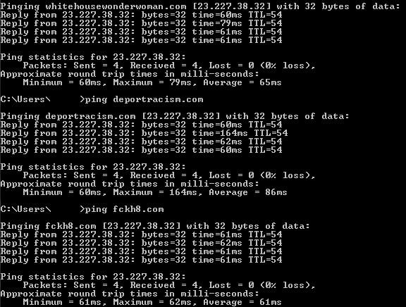 The MS Command Prompt. Not sketchy at all. Note the matching IP addresses. 