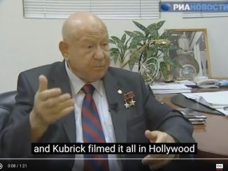 A Russian astronaut admits that Stanley Kubrick faked footage from the Apollo 11 mission by filming parts of it in Hollywood
