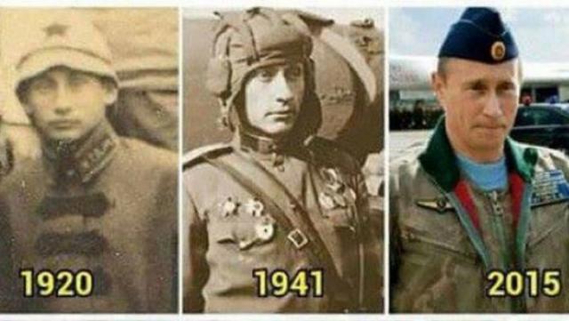 Does this photo prove that Russian President Vladimir Putin is a time traveller?