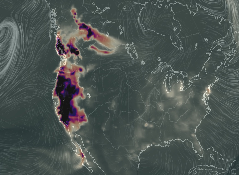 Unprecedented levels of carbon monoxide have been recorded across the west coast of America due to seismic faults and volcano activity