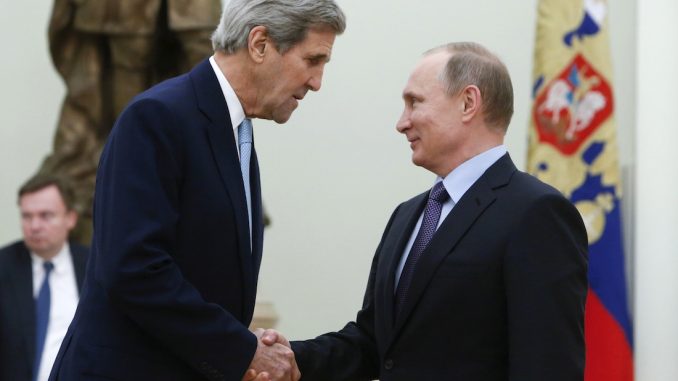 Russian President Vladimir Putin 'trolls' Secretary of State John Kerry at the Kremlin