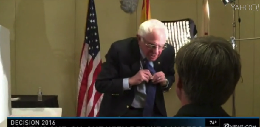 Bernie Sanders leaves news interview