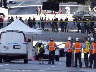 man dies when he fell 53 stories to his death at the construction site of Los Angeles' Wilshire Grand Hotel