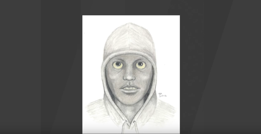 Assault suspects eerie eyes as seen in a police sketch