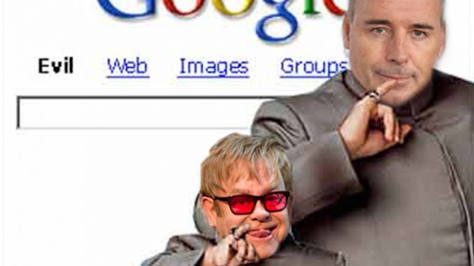 Google has blocked dozens of search links that contain references to the ‘celebrity threesome’ following legal requests from lawyers representing Elton John and husband David Furnish
