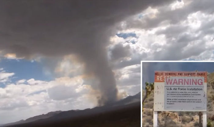 Mushroom cloud filmed at Area 51 alien/UFO base