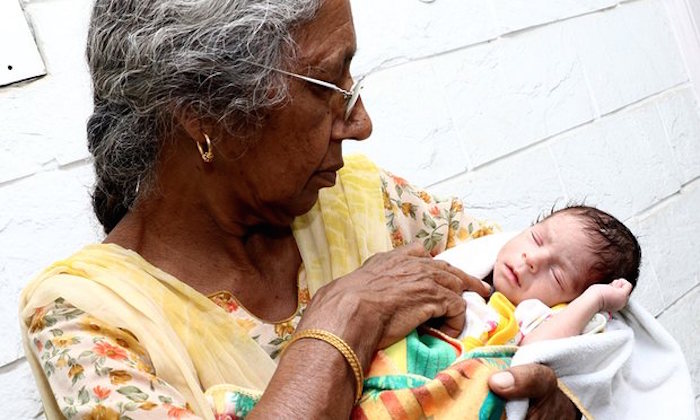 Elderly Indian woman gives birth for the first time