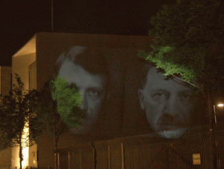 Erdogan-Hitler Images Projected Onto Turkish Embassy In Germany