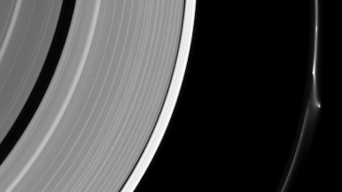 UFO spotted leaving Saturn