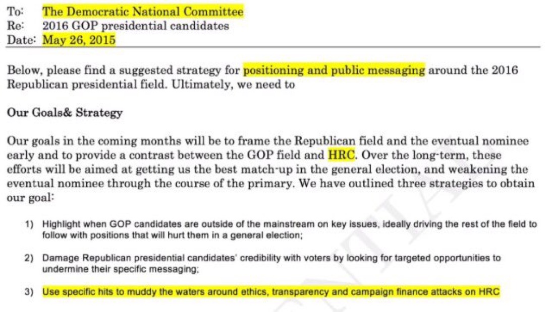 Evidence the DNC had decided Clinton was their candidate in May 2015 of last year, before a single American had voted for her.