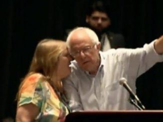 After Bernie Sanders’ speech to his delegates, his wife Jane Sanders got on stage with him and whispered in his ear, over a hot mic, "They don’t know your name is being put in nomination. That’s what concerns."