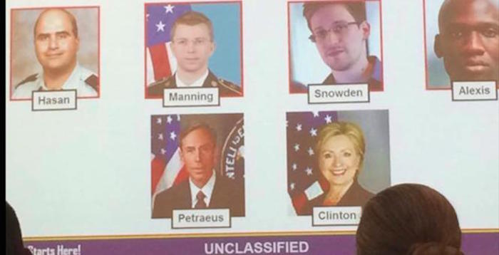 US army say Hillary Clinton is an "insider threat"