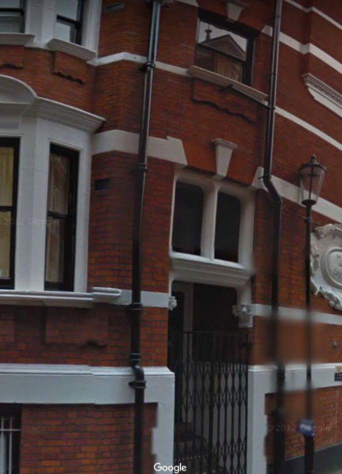 The Ecuadorian embassy wall scaled by the intruder at 2:47am on Sunday.