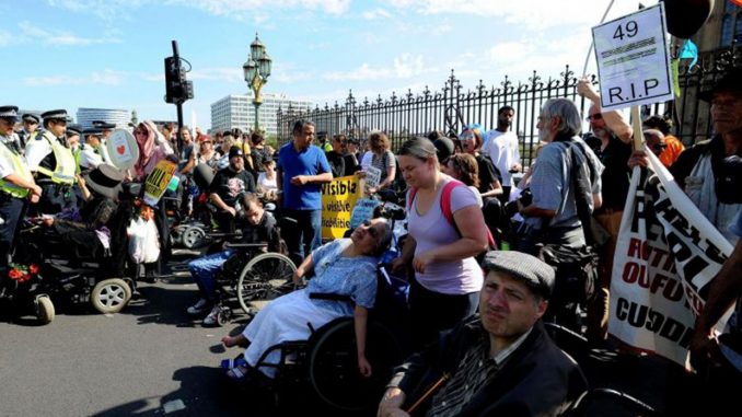 Westminster Bridge Closed By Disability Cuts Protesters