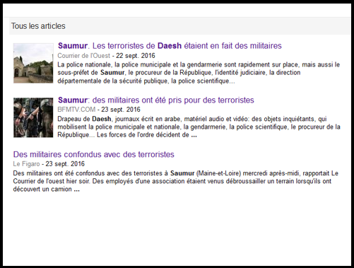 Only three articles from national media appear in the Google news search about this case. The almost complete silence from major French media on this incredible case, which raised strong emotions in Saumur, is extremely strange.