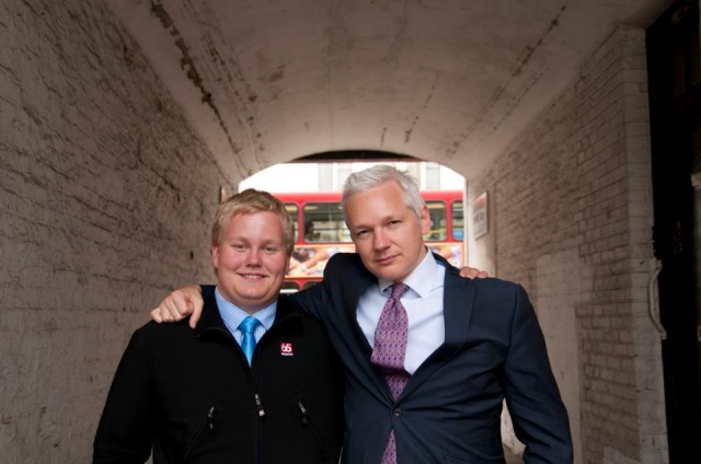 Sigurdur Ingi Thordarson (known as Siggi) with Julian Assange in London.