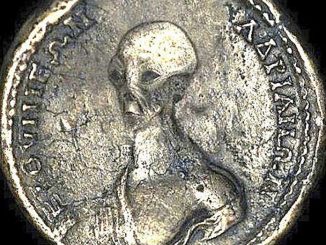 The discovery of an ancient Egyptian coin depicting an alien-like creature is proof that UFOs and aliens have visited Earth, researchers say.