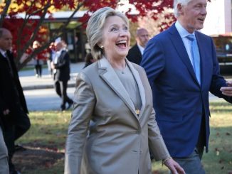 EXHAUSTED Hillary Clinton finally wrapped up a presidential campaign that began in the spring of 2015 by casting a ballot for herself in Chappaqua, New York today.