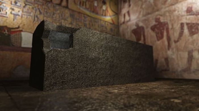 24 strange and sinister coffin-shaped black boxes have been discovered buried in a hillside cave system, 12 miles south of The Great Pyramid of Giza.
