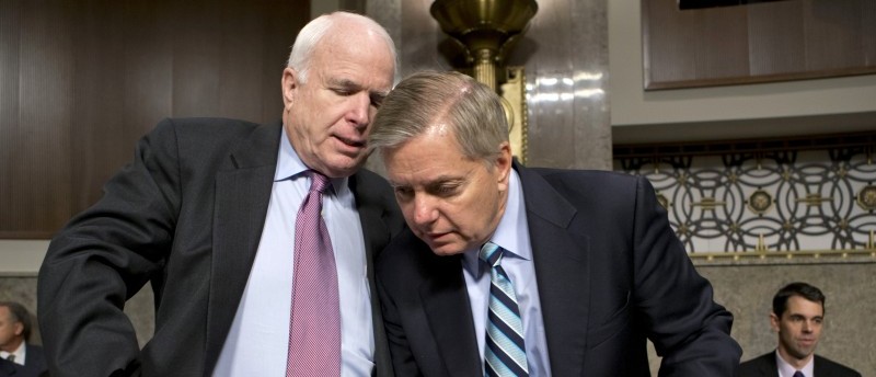 A video has surfaced online in which warmongers John McCain and Lindsey Graham are caught meeting with Ukrainian troops and encouraging them to re-start hostilities with Russia.