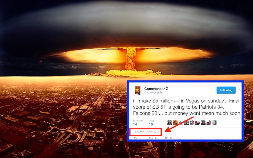 An ex government "remote viewer" tweeted the Super Bowl score 2 days early, and has released a book exposing plans for a nuclear war in 2018.