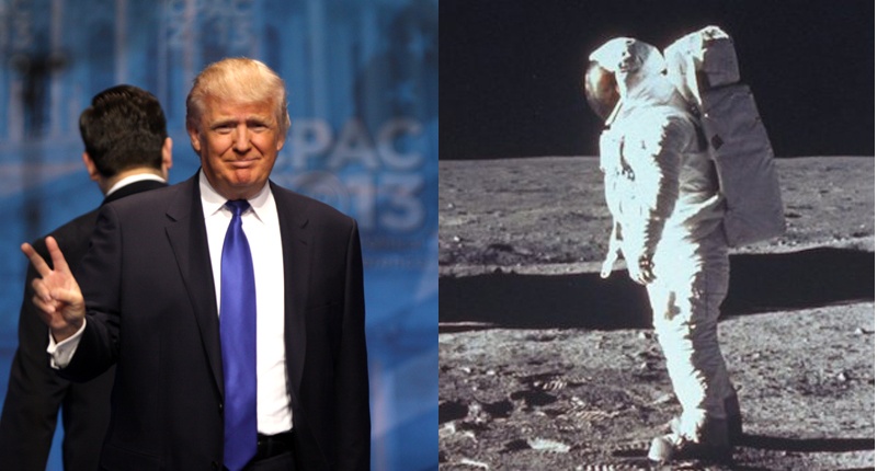 President Trump has vowed that Americans will walk on the moon during his term, and hinted that the 1969 Moon landing may have been faked.