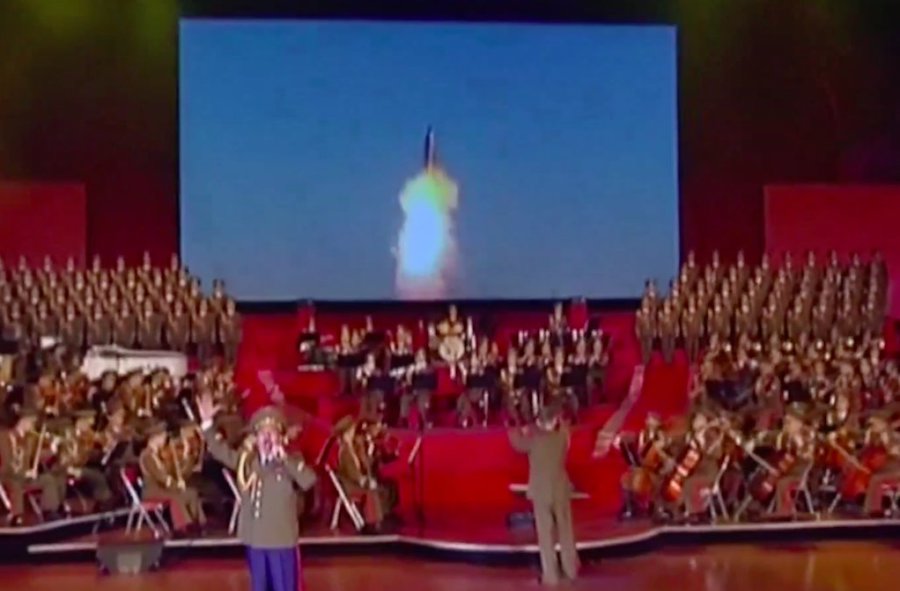 North Korea celebrated it's most important national holiday by televising a simulated video of a nuclear missile destroying a US city.