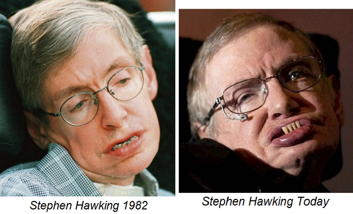 Stephen Hawking died in the 80's and was replaced with a lookalike