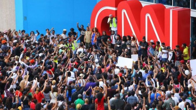 Millions of Americans are rising up against CNN for broadcasting fake news and propaganda, with protests kicking off around the country against the failing cable network.