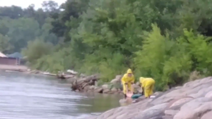 Mermaid filmed being pulled out of lake