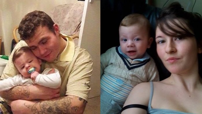 A heartbroken young couple tell of their despair after their only son has been snatched in a terrifying police raid.