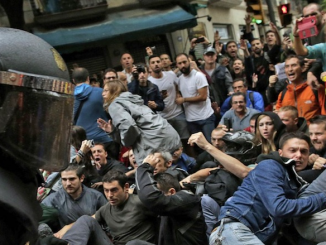 Civil war has returned to Spain, with the central government using violent force to suppress the democratic right of Catalans to vote.