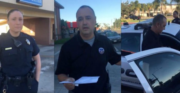 A young mother has been threatened with arrest over vaccine records by law enforcement officers in eastern Los Angeles while waiting with her children for the school bus.