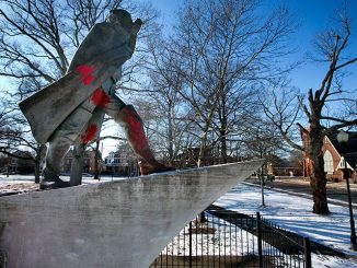 Hillary Clinton supporters have been filmed defacing statues of Christopher Columbus in New Jersey, during the weekend of the women's march.