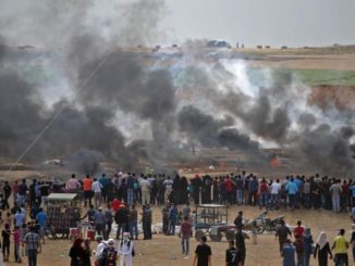 Israel continued its violent repression of Palestinian protesters on Monday when soldiers once again gunned down unarmed demonstrators, killing 41 and wounding 1,700, after "small groups" of Palestinians allegedly threw stones at them.