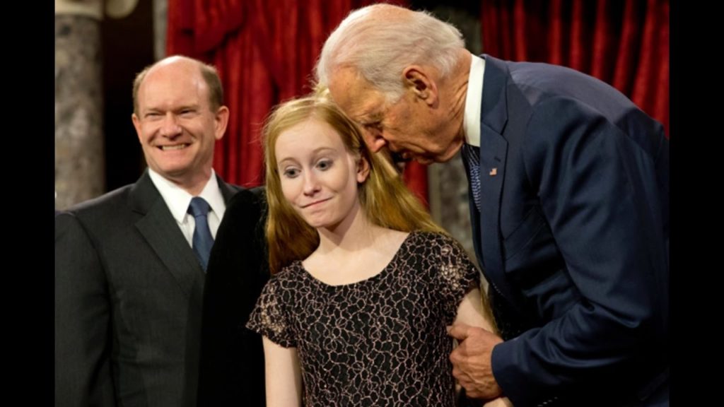 Angry mother confronts creepy Joe Biden over his molestation of young girls
