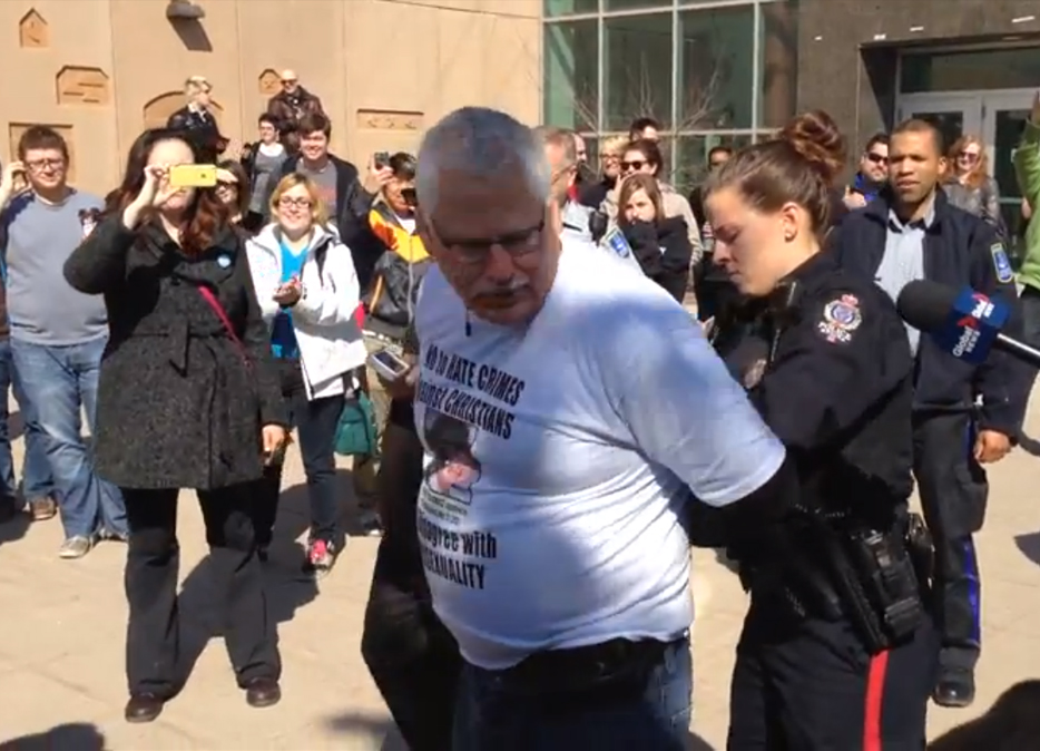Criticizing homosexuality is now a "hate crime" in Canada that can lead to prison time, as has been proved by a Christian man who has been arrested and jailed for criticizing homosexuality and preaching the gospel.