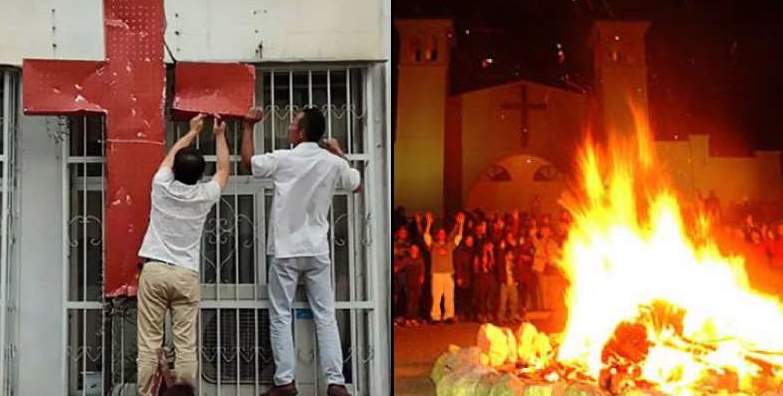 China’s communist government has begun destroying crosses, burning Bibles, shutting churches and ordering Christians to sign papers denouncing Jesus Christ, according to pastors and a group that monitors religion in China.