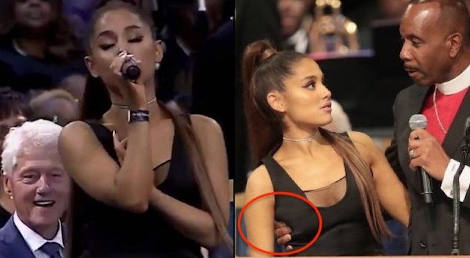 Bill Clinton caught ogling Ariana Grande whilst pervert pastor fondles her breasts