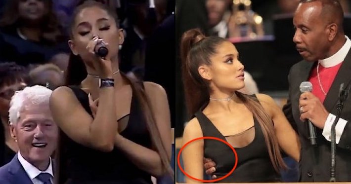Bill Clinton caught ogling Ariana Grande whilst pervert pastor fondles her breasts