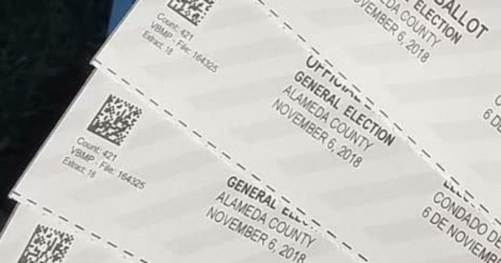 Four identical mail-in ballots pictures in California