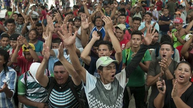 Caravan migrants traveling by foot from Honduras to the U.S. to seek asylum filed a class-action lawsuit Thursday against President Trump, the Department of Homeland Security and others, claiming a violation of their rights under the Fifth Amendment.