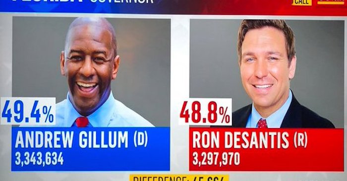 MSNBC yesterday briefly put a graphic onscreen that showed vote count totals for the hotly contested Florida gubernatorial race — you know, the one being held today.
